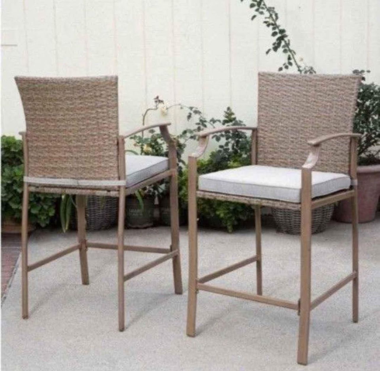 Barton Set Of 4 Bar Height Outdoor Furniture Chairs Beige (table Not Included )