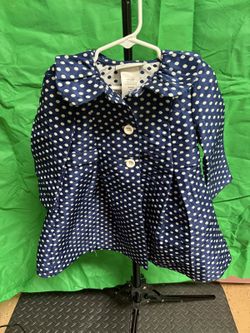 Bonnie Jean Navy & White Polka Dot Girl's Coat / Jacket – Size 2T