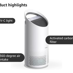 TruSens Air Purifier with UV-C Light + HEPA Filtration | Small | Portable Handle | Simple Touch | Speed Control | White