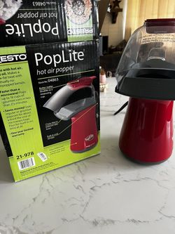 Presto PopLite Hot Air Popcorn Popper RED 04863 New