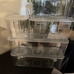 Set Of 5 Stackable Refrigerator Organizer with Lids, Fridge Organization and Storage Clear Containers, BPA-Free Plastic Pantry Bins for Fruits, Vegeta