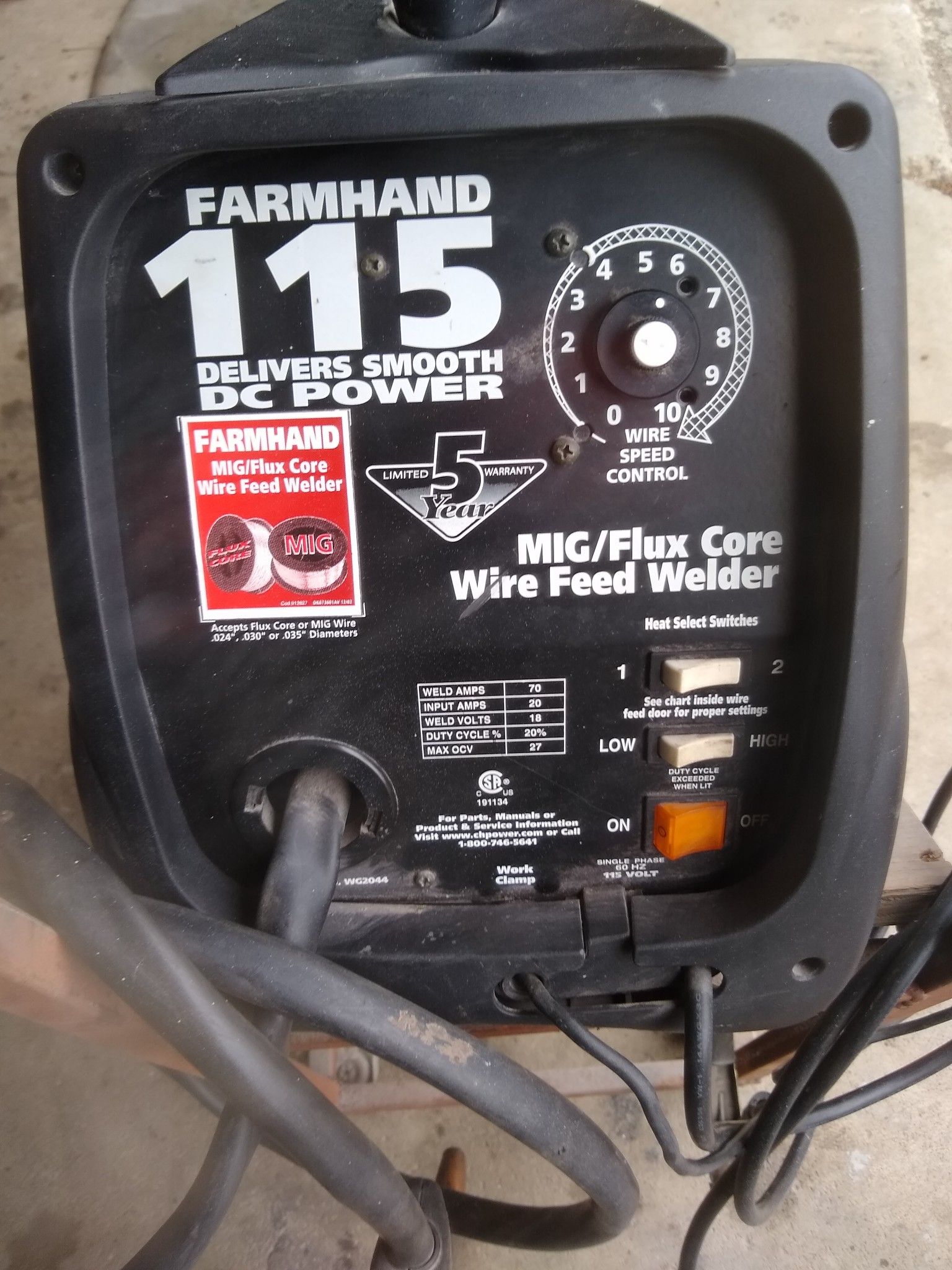 Farmhand 115 mig welder gas or flux core