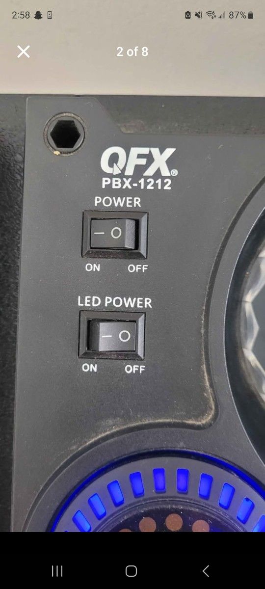 QFX PBX-1212 karaoke speaker.