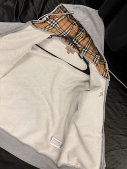 Grey Burberry checkered zip up