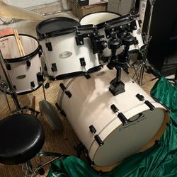 Full 9 Piece Drum craft Drum Kit 1 Base 2 High Toms 1 Rama High Hat 1 Ride 1 Crash Heavy Duty Stands And Throne All Symbols Zildjian All Evans Heads