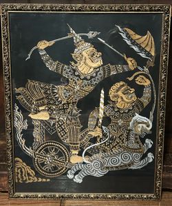Thai Art Metallic Painting on Fabric