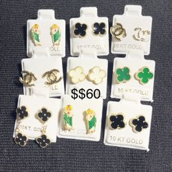 Bellos aretes de oro 10k 