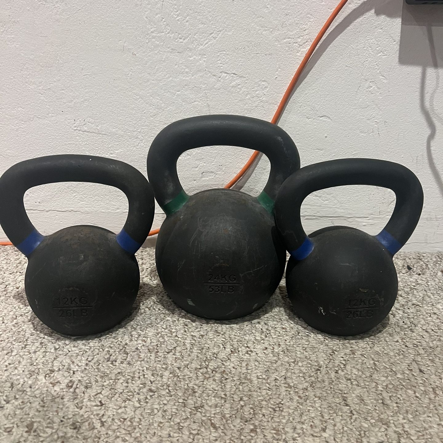 Kettle bells - 2x 26 lb - 1 x 53 lb - Set