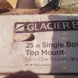 25in single bowl top mount all in 1 kitchen sink