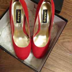 Red Suede Lady's Shoe's 