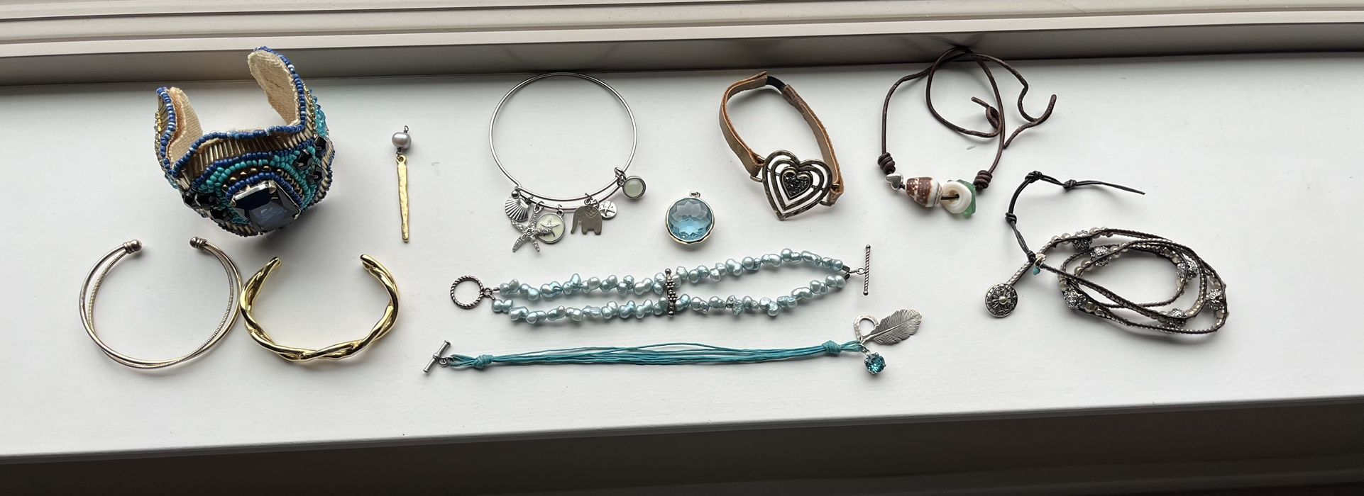 9 Piece Bracelet Jewelry Lot Gold Silver