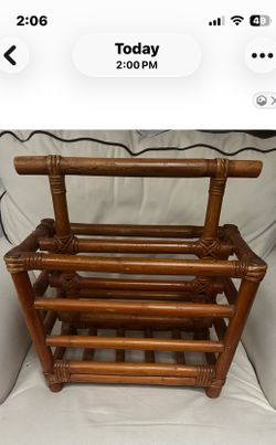 Vintage mid-century, bamboo magazine rack