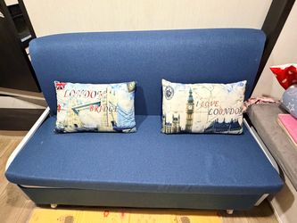 Blue Fabric Loveseat Sofa