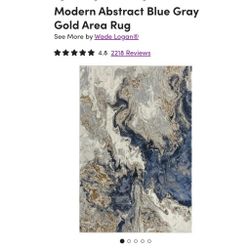 New  5 X 7 Abstract Navy Blue Gold Gray Area Rug