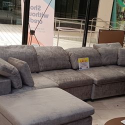 *Memorial Day Now*---Lima Gray Fabric Floating Sectional Sofa W/Ottoman---Now $899---Unreal Pricing!!!