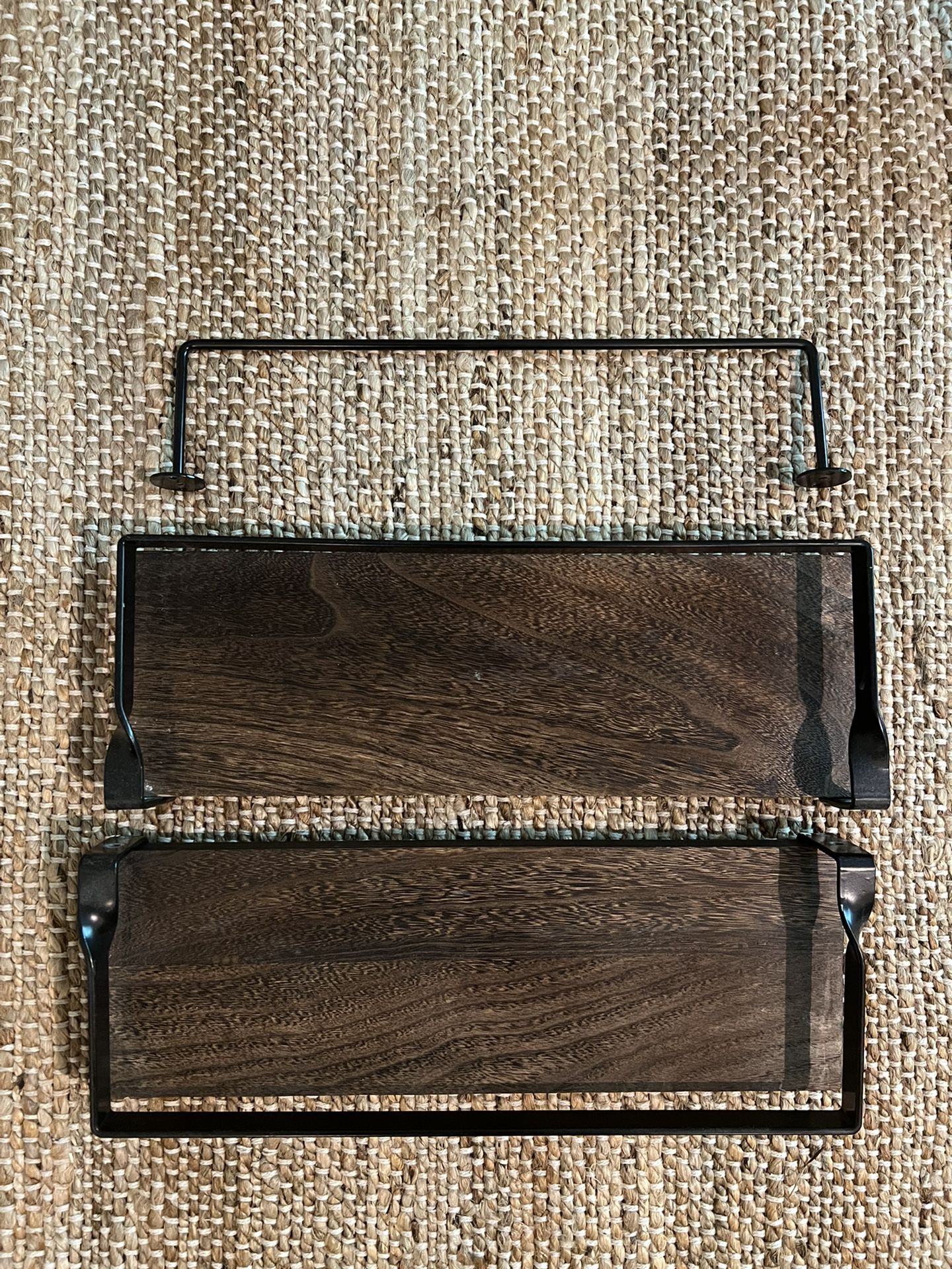 Rustic Wood Floating Shelves With Removable Towel Holder