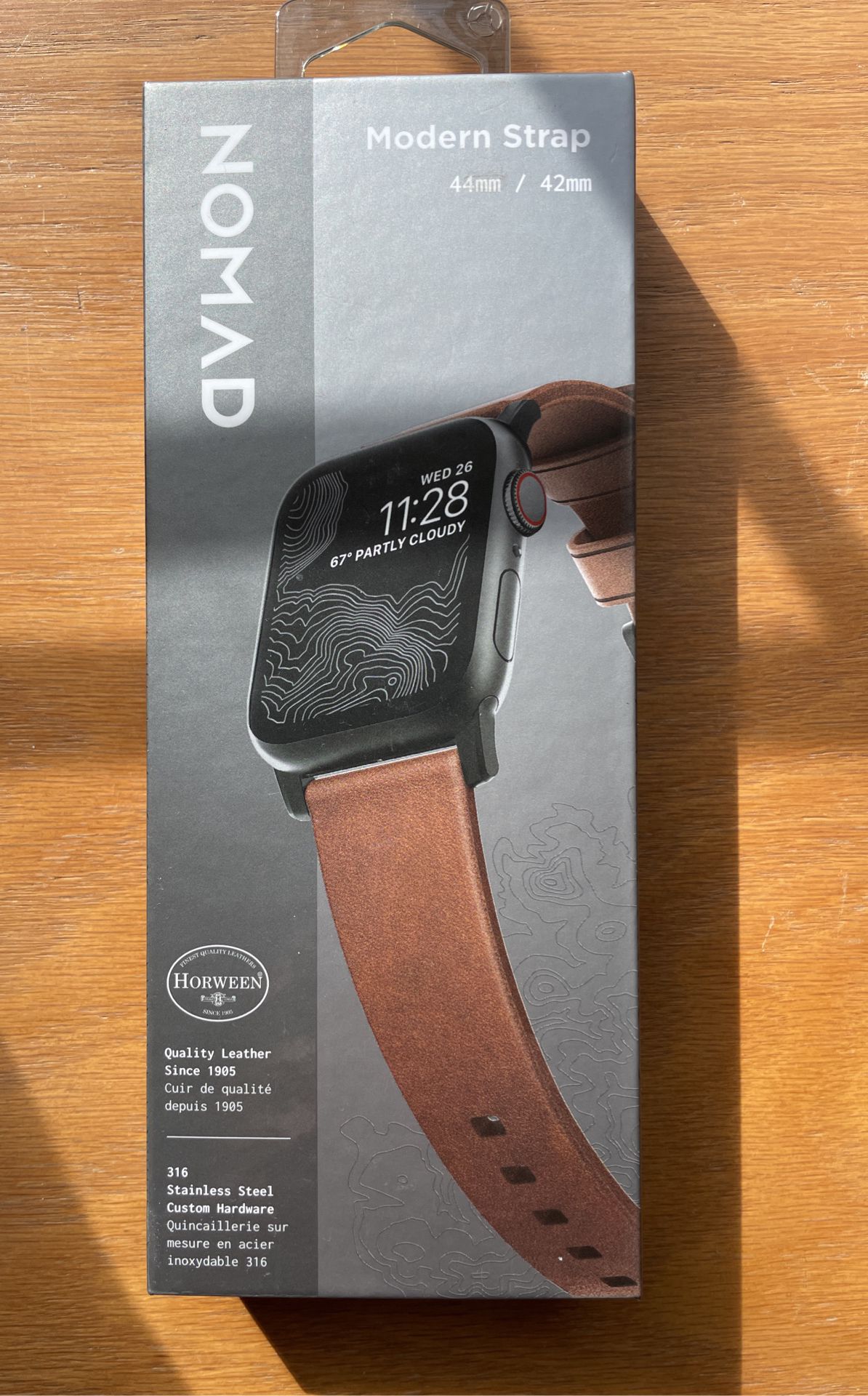 Apple Watch 42mm 44mm 45mm Nomad Brown Leather Strap