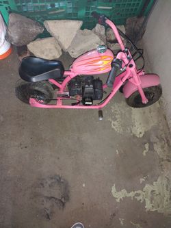 Pink Mini Bike with Flame Graphics