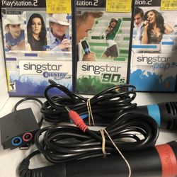 Ps2 PlayStation 2 Singstar Microphones 3 Games Country 90’s and Pop