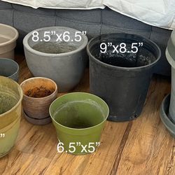 11 Flower Pots - Variety Of Sizes
