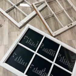 Set of 3 Rustic Wood Window Frames – Distressed White Finish