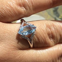 Genuine Aquamarine Marquise Cut 925 Sterling Silver 
