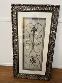 Large Ornate Framed Metal Wall Art – 49” x 26” – Excellent Condition