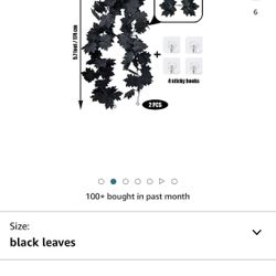 Black Leaves Garland Fall Decor for Home 2 Pack 