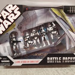 Star Wars Battle Packs Clone Attack On Coruscant Action Figures Set