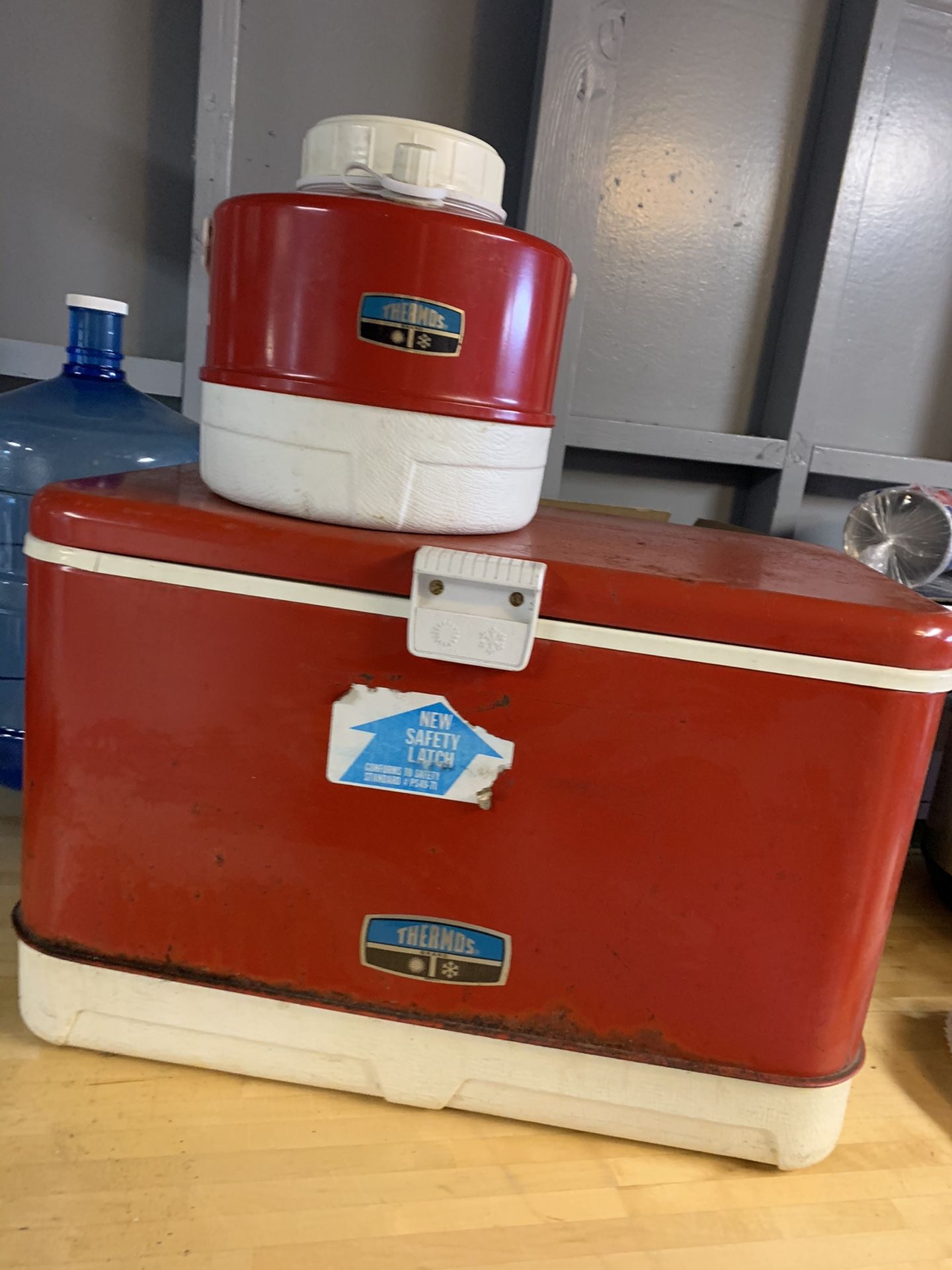 Antique thermos and cooler