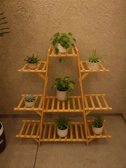 New 9 - Tier Bamboo Plant Stand -indoor/outdoor Plant Shelf