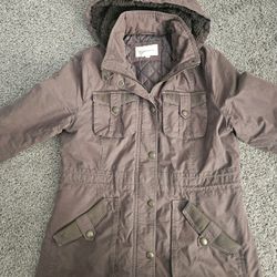 BCBGeneration Women’s Hooded Utility Parka Jacket Quilted Lined Brown Size L