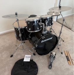 In Upland 91784. Ludwig Backbeat complete 5 piece drum set fusion size 22” bass new quiet cymbals stands hi hat pedal throne $460 cash in Upland 91784