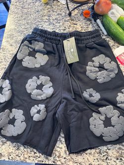 Denim Tears Cotton Wreath Sweatshorts - Black / Grey
