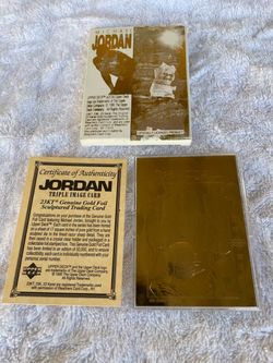 1995 Upper Deck Michael Jordan 23 Karat Gold Foil Sculptured Trading Card. (New Opened Box)