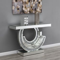 Glam Multi-dimensional Console BLING Silver Mirrored Accents