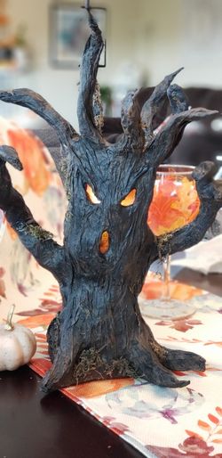 14.25" Tall Spooky Halloween Tree Table Decoration 