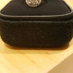 Authentic crystal ring halo setting 925 silver size 6