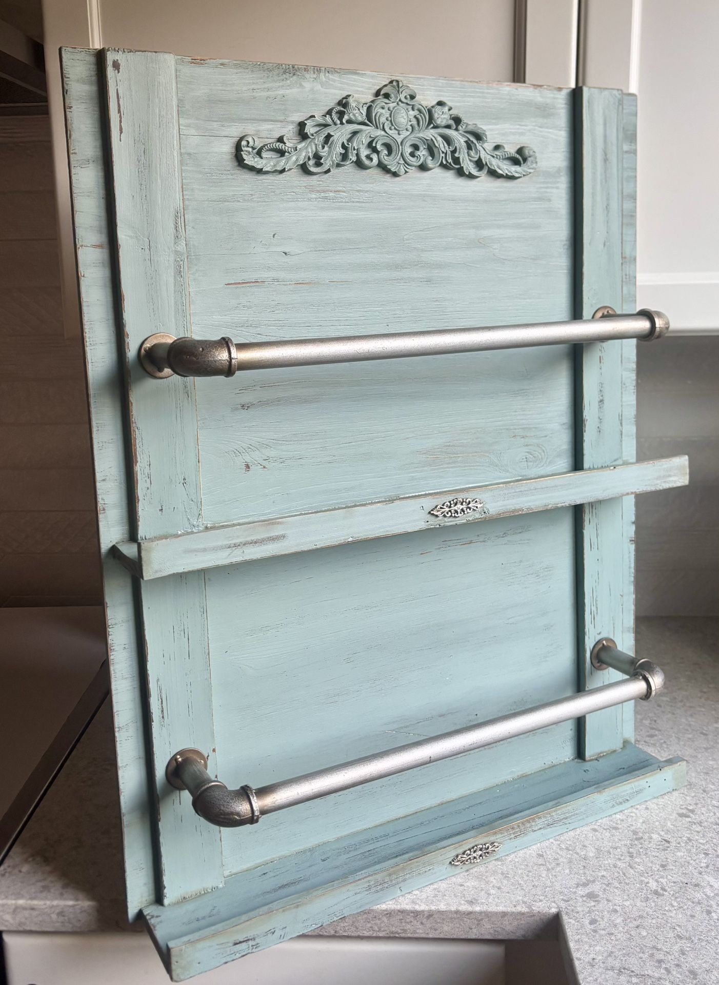 Upcycled Magnolia Home Wall Mountable Rustic Wooden Display Rack