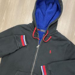 Polo Ralph Lauren Full Zip Hoodie Sherpa Fleece Lined Heavy Jacket  Mens Medium 