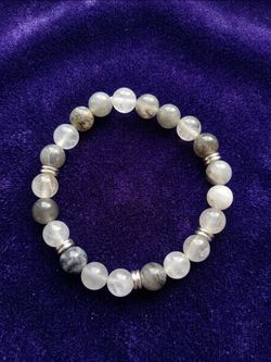 Cloudy Quartz Bracelet with Silver Spacers