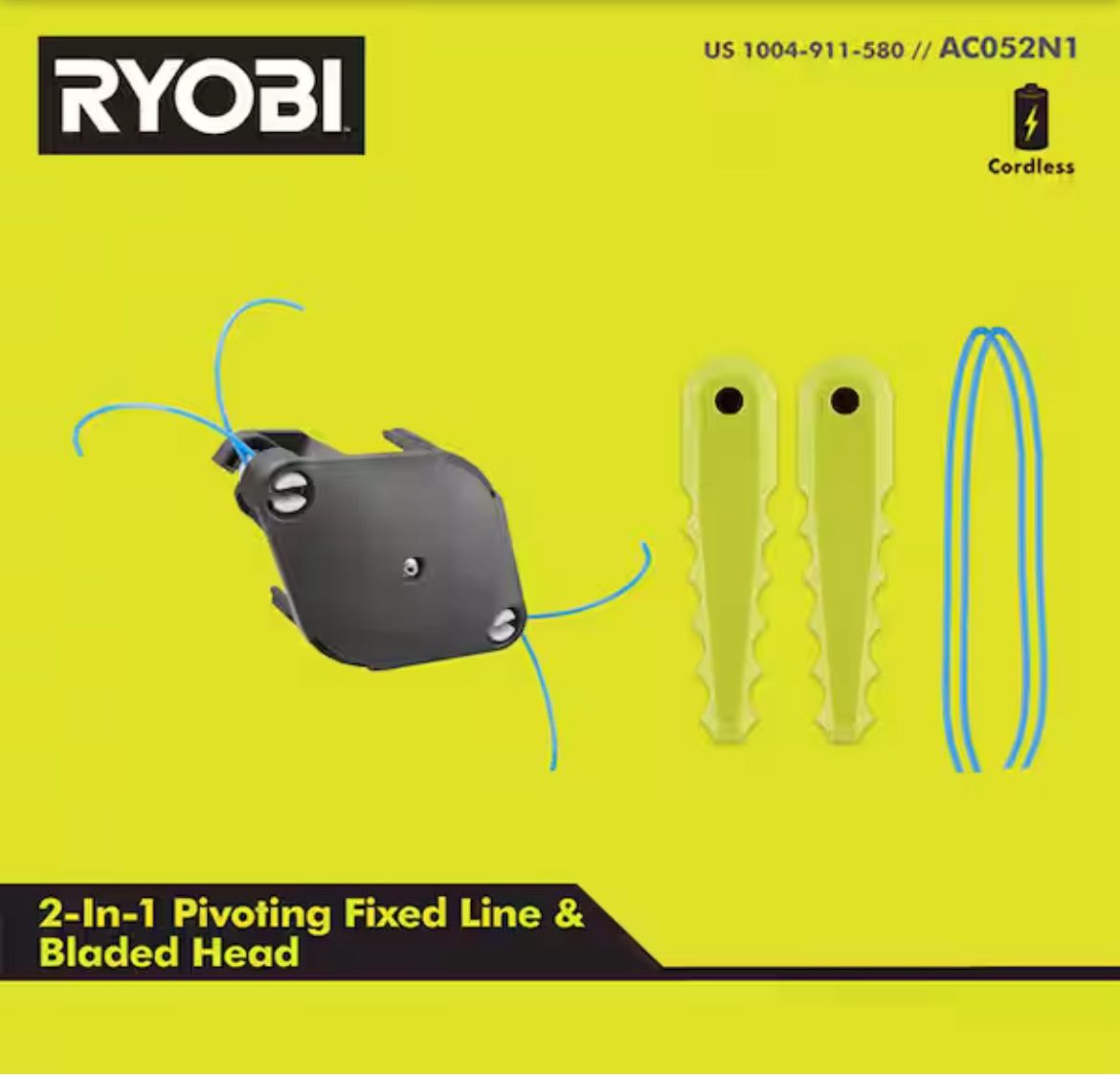 RYOBI 2-in-1 Pivoting Fixed Line and Bladed Head