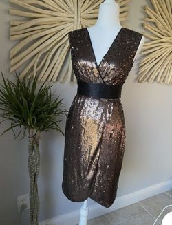 BCBG MAXAZRIA Metallic Sequin Dress 