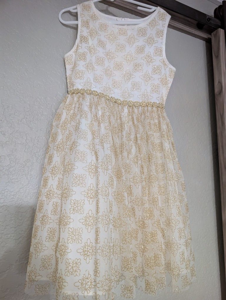 Ivory Golden Sparkle Girl Dress 7T