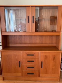 Teak Buffet with Hutch (Mid-Century Modern Style)