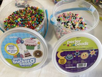 Organized perler bead lot. 