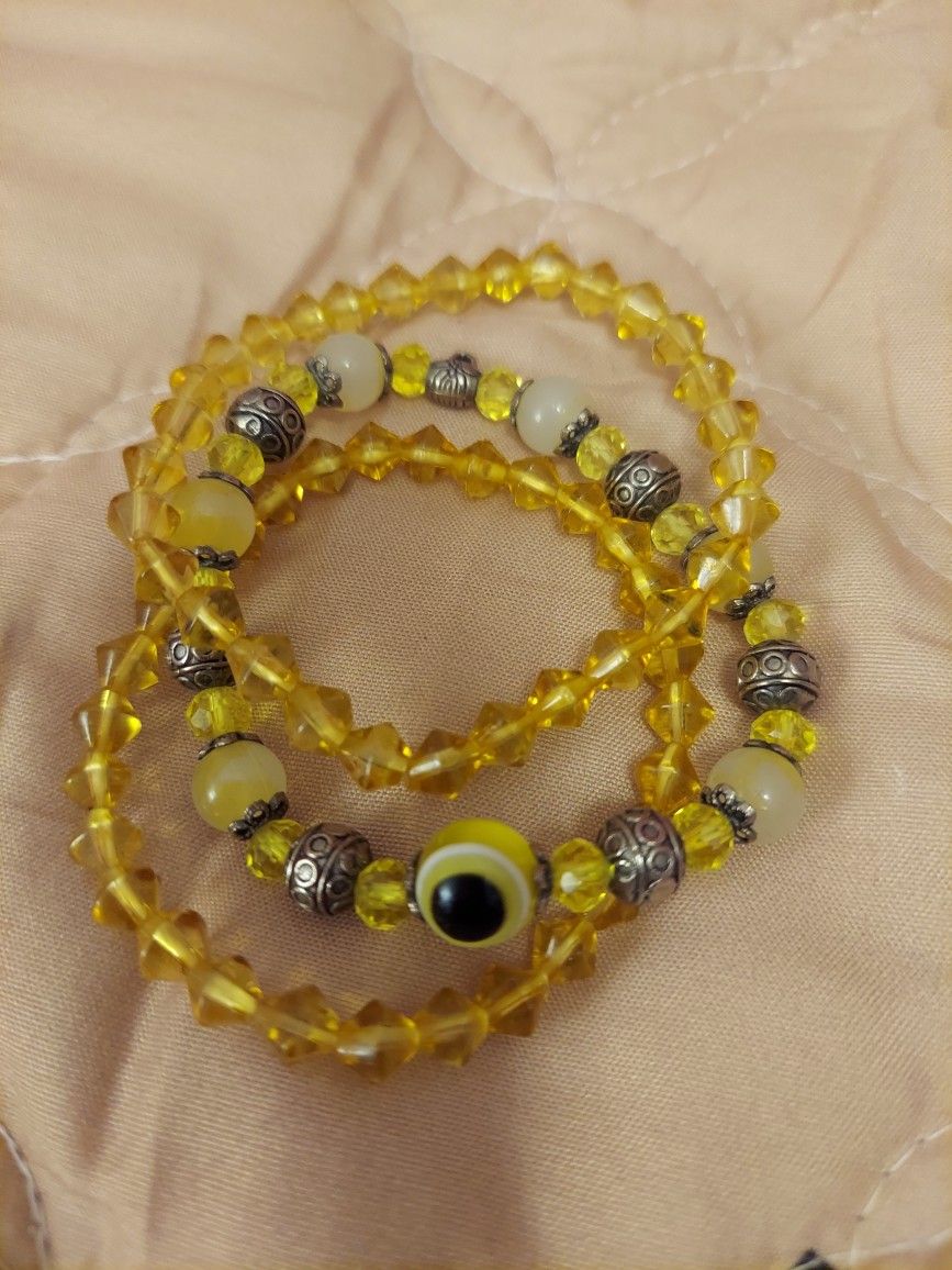 Yellow Evil Eye Bracelet Set $5