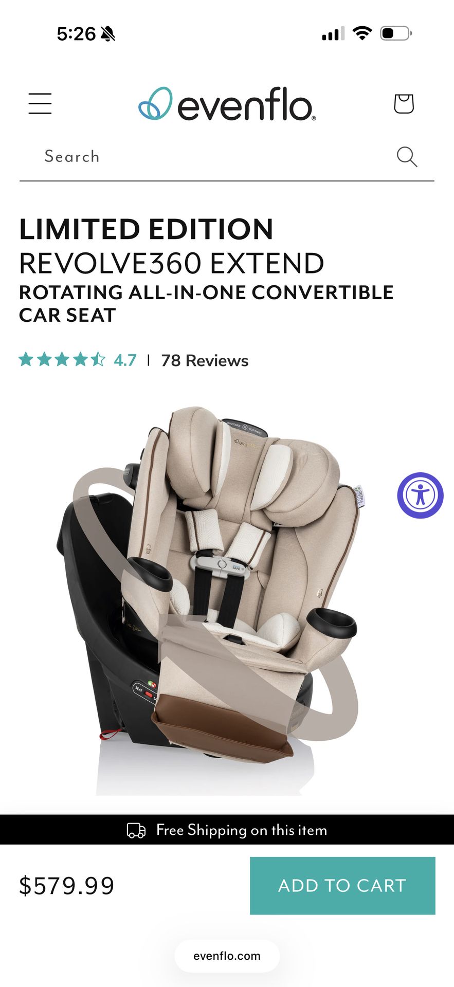 Even Flo car seat 360