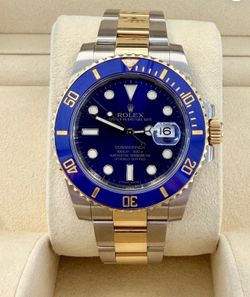 ROLEX SUBMARINER DATE 40MM 116613LB BLUESY BLUE DIAL BLUE CERAMIC BEZEL TWO TONE YELLOW GOLD OYSTER BRACELET