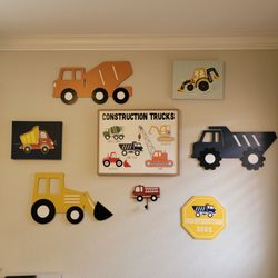 Construction Artwork for Kids Room - 10 Pieces